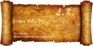 Lupu Kürt névjegykártya